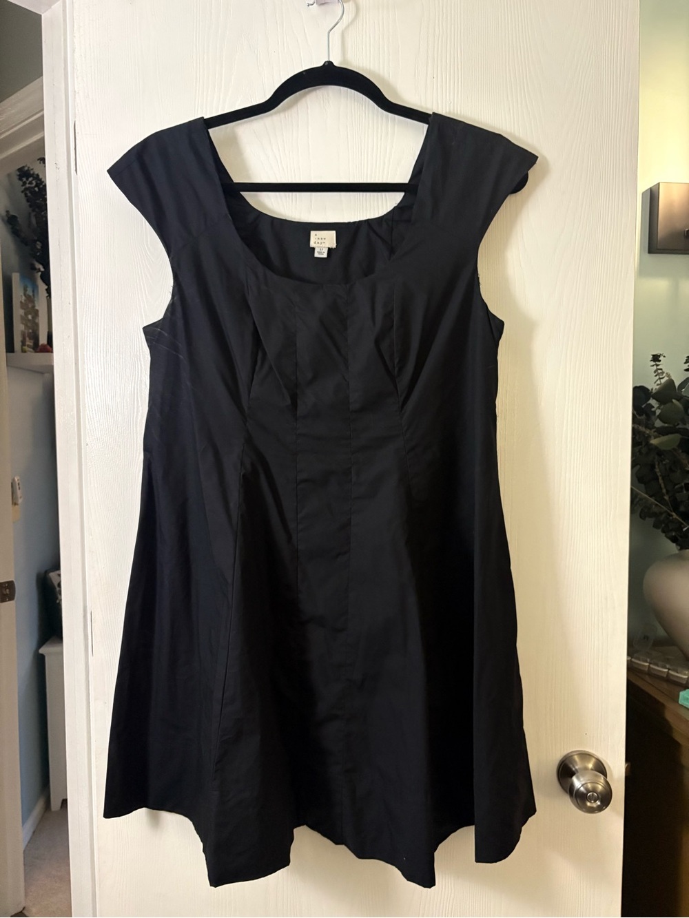 Classic Black Cap-Sleeve A-Line Dress